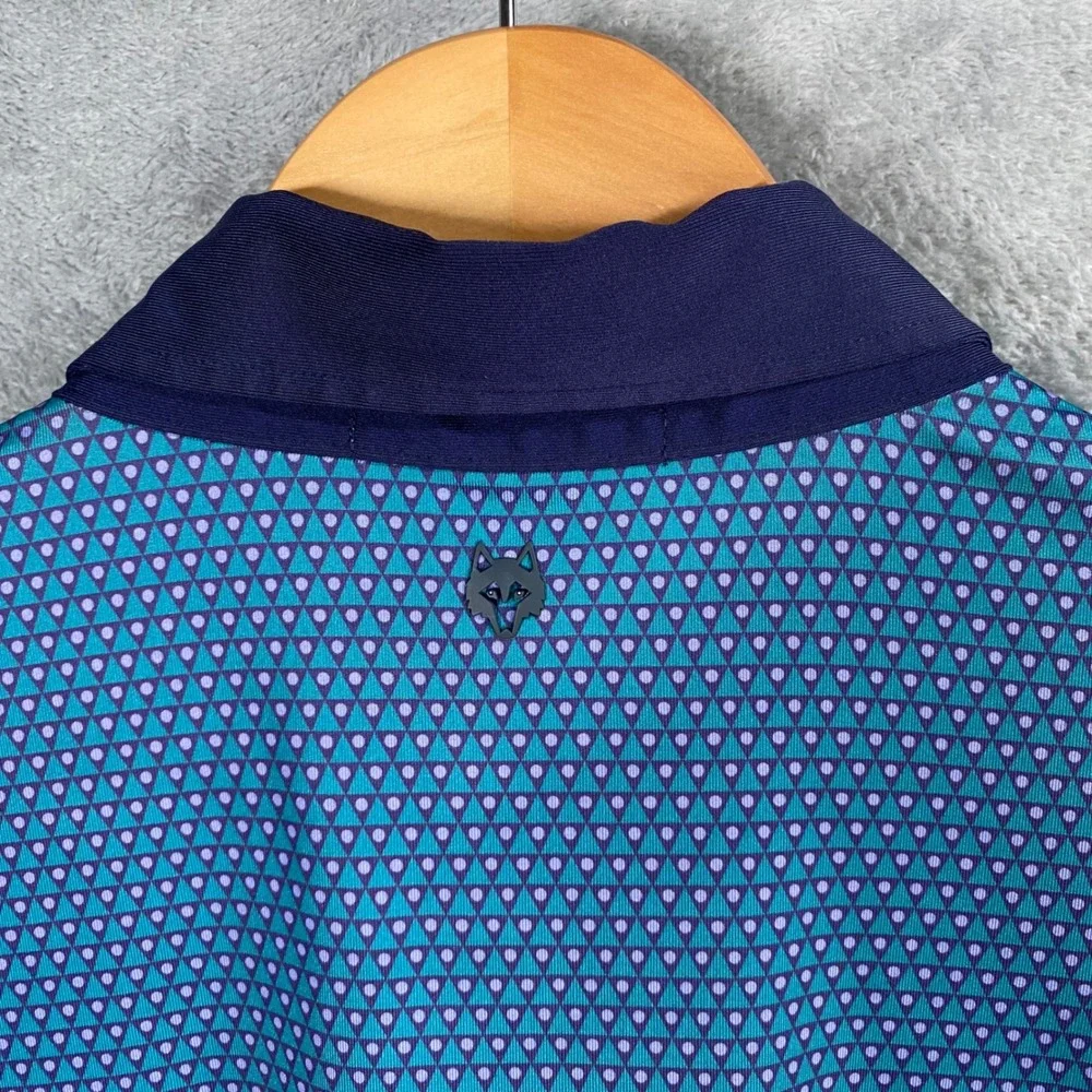 Greyson Golf Polo Shirt Mens Large Geometric‎ Print Performance Stretch Preppy